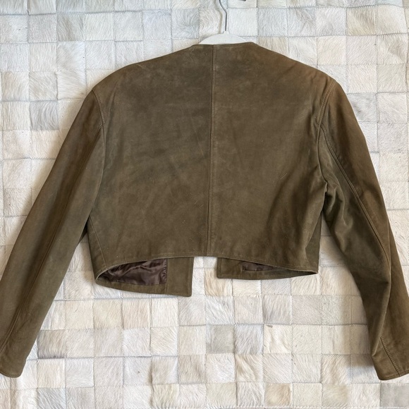 Versace Olive Suede Studded Cropped Jacket - Picture 2 of 4